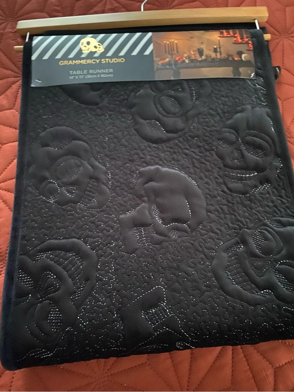 Grammercy Studio Black Embossed Floral Table Runner